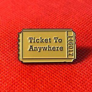 "Ticket to Anywhere" Enamel Black Tone Lapel Pin Tie Tack Backpack Pin